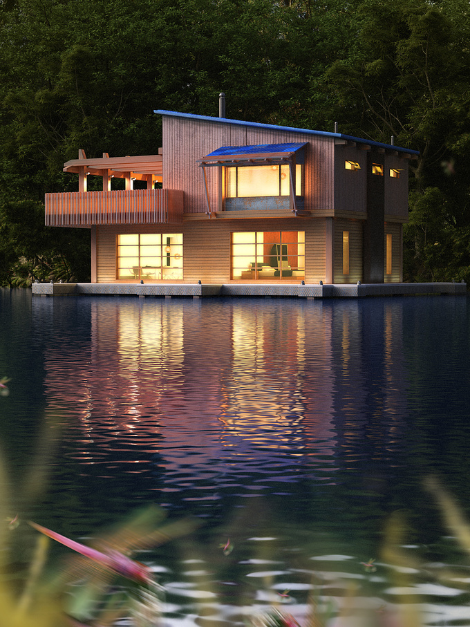 OWN FOR PORTFOLIO,, I Inspired by Muskoka-Boathouse-By-Christopher-Simmonds-Architect, and plan to do the same in 3D,, thanks to those designers,,