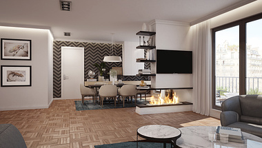 Living room with Fireplace