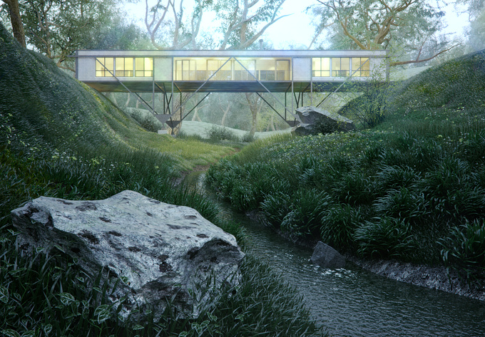 home - 
 home
 
 self pro
 3dsmax,vray,after effect

 

Sustainable Bridge House by Max Pritchard Architect

software : 3dsmax , vray , after effect 

well,this is my version of Max Pritchard's bridge house.i tried to reach to that atmosphere.
i changed the topology a little bit,and removed some items from the site.
thank you all for watching.sure c&c are welcome.best regards.