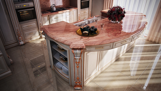 Classic kitchen made by 3dsmax vray and some posts in photoshop