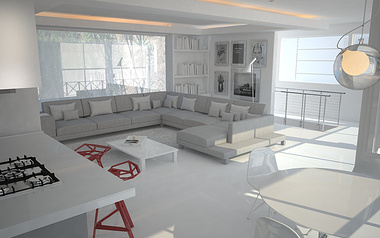 White interior design - Hollywood Hills house