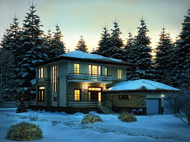 Winter night villa