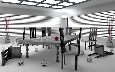 Table and Chairs made in Cinema 4D R13