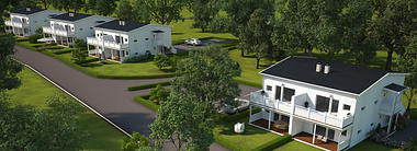 3D Aerial Perspective of a Residential Development