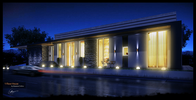 A Night shot for 1 Floor Villa, I design it, and model it then render it for Saudi Arabia customer.