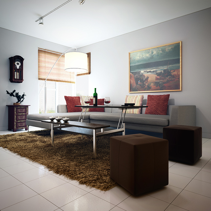 Walmer - 
 Walmer
 
 Walmer Montevideo
 3d max, vray, photoshop

 

This is my last work. It was made in two days but almost everything was modeled before, with exception of the lamp and the red furniture in the left made for the ocasion.