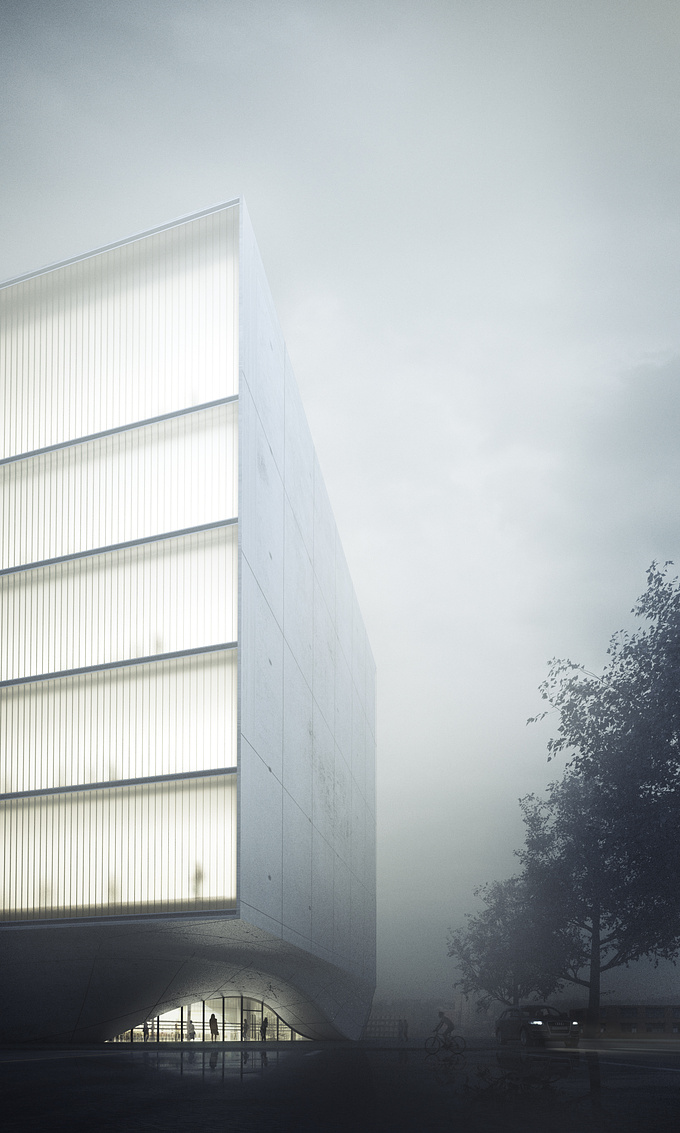 An attempt to recreate a foggy atmosphere of an image I saw on the internet as a practice exercise. The building was modeled in Rhino and was designed for a competition submission in Mexico. Rendered in 3D Max with Vray. Post production in photoshop. C and C welcome.