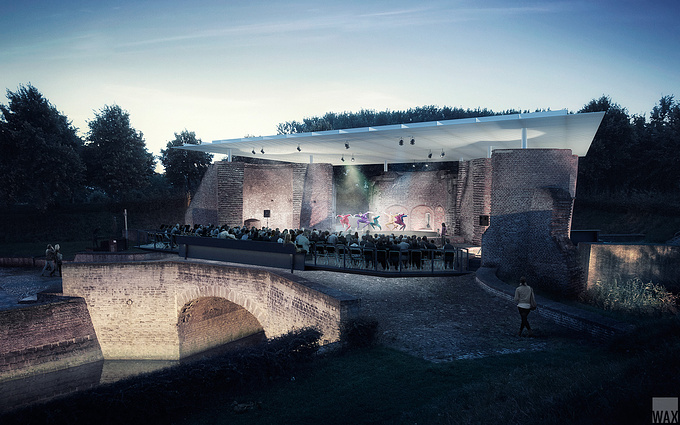 WAX - http://tobewaxed.com/
Design proposal by van der goes architecten to transform an ancient city gate into an open air theater in Hulst (NL). The design is acknowledged by the jury as ‘extraordinary’.