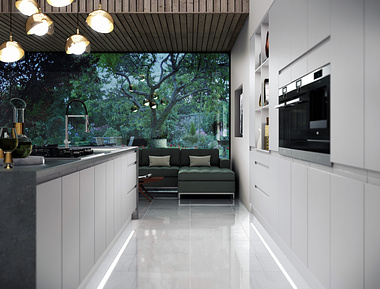 Dusk lifestyle kitchen interior