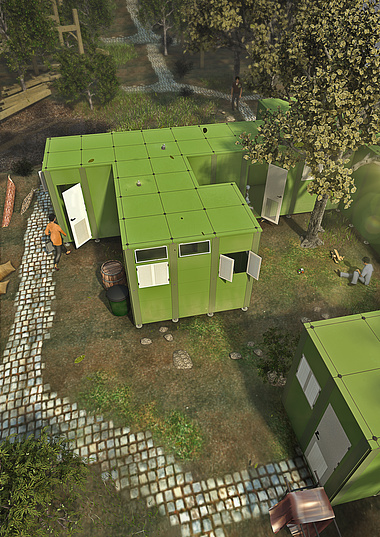 Greenbox - Assembly house for homeless people after natural disaster