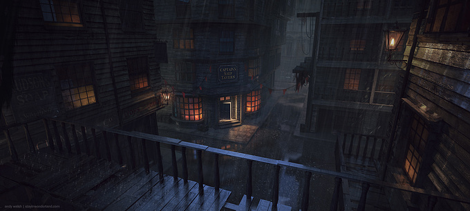 Stay in Wonderland - http://www.stayinwonderland.com
Wanted to explore something a little out of the ordinary - some Victorian architecture with rain. I didn't realise but a fair amount of Victorian buildings used wood rather than the usual brick face.

Created in 3ds max, rendered with Vray and touched up in Photoshop.