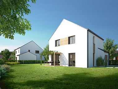 Architectural rendering of prefabricated houses