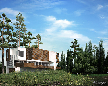 Modern house using 3ds max &vray