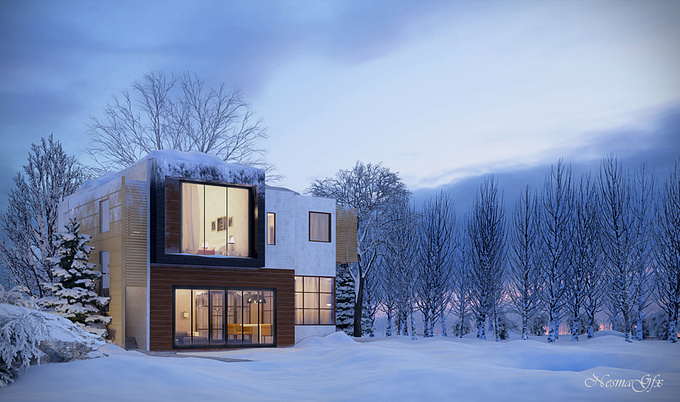Winter Scene Using 3Dsmax , vray and forest plugin