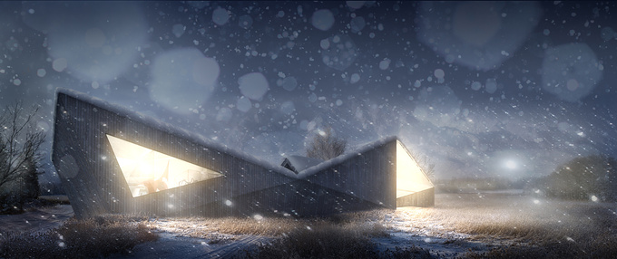 Exagon - http://www.exagonstudio.com/
creation render and post post production
Fictitious project of cultural center in Norway