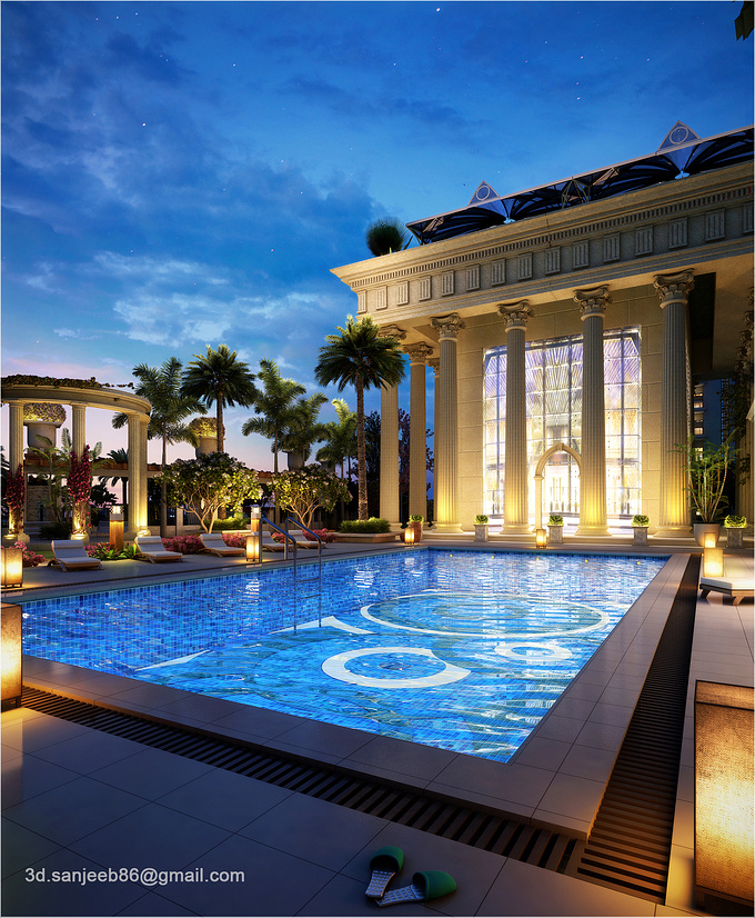 Outdoor pool , max,vray,ph | sanjeeb sahu - CGarchitect - Architectural Visualization Inspiration Jobs