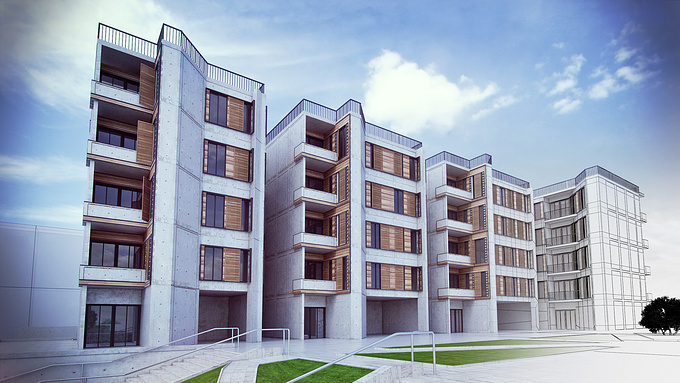 hi guys............................. this is some renders of my architectural project(design 5-residential complex)in my college.before speak about renders let me talk about the concepts and inspiration .this design is a copy from salk institute(luise kahn).the master concept in this complex is ( permanency) and i find it from one of best designs in the world(salk institute).the first sketches of my designs it was very similar like kahn design and my teacher said(it does not matter. let the institute to change a residential) i think its ok and good experience to Rejuvenating Modern Art..........(softwares:3dsmax 2013.........vray 2.......adobe PS(magic photolooks)........perfect effects 3)