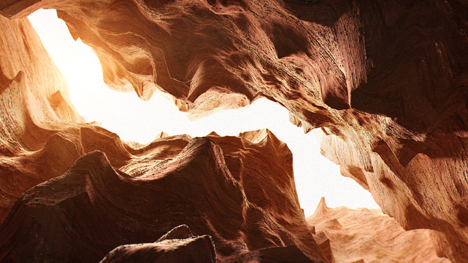 3D canyons visualisation. 3Ds Max Procedurial model.