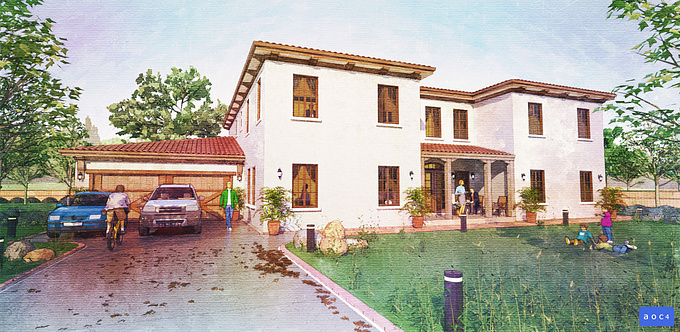 AOC4 studio - http://www.aoc4studio.co.cc/
6622 Norway House is another Digital Watercolour renderng using Sketchup and Fotosketcher for modeling and rendering...

allanx