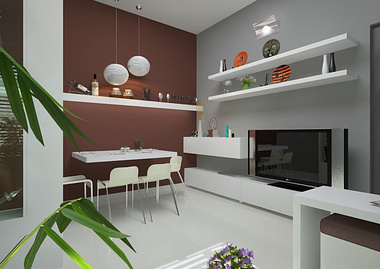 Studio flat living 3d concept