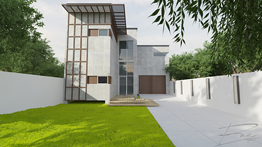 modern natural house with unfinish concrete