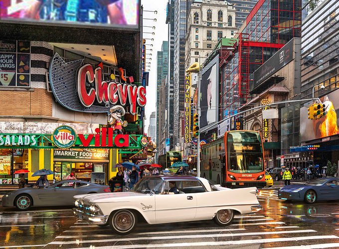 Damien Alexandr
Crossroads in Manhattan with the 1957 Imperial car. To illuminate the scene did her three-dimensional layout.