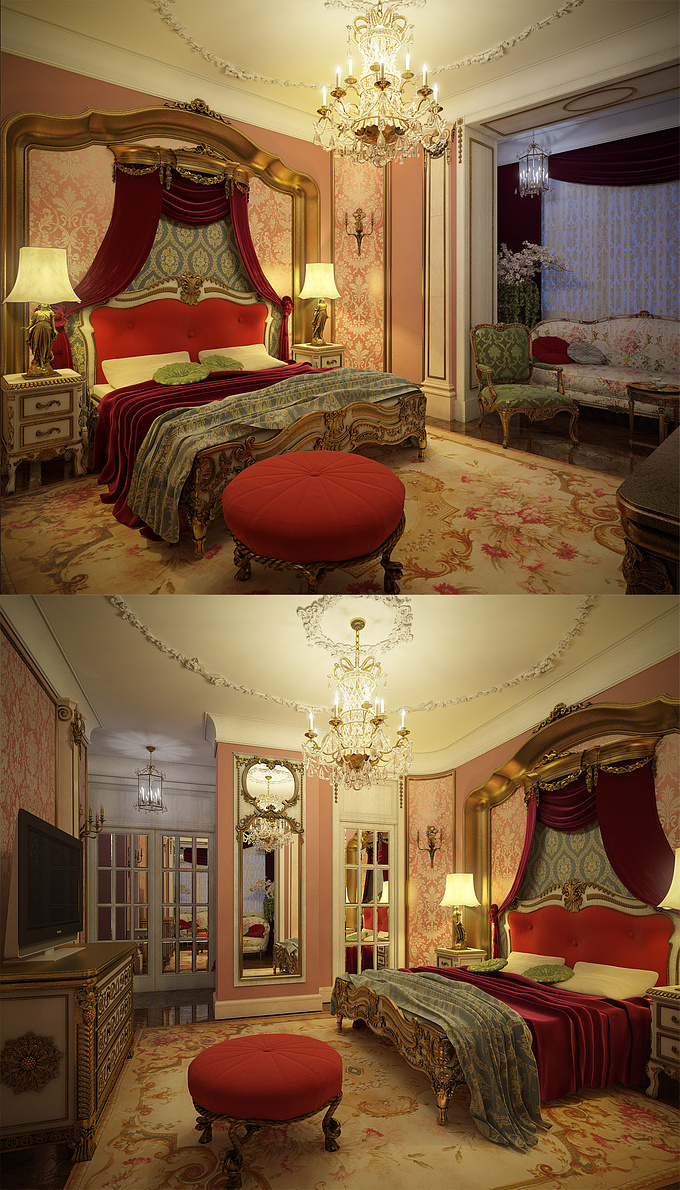 VisCorbel - http://viscorbel.com
 VisCorbel
 
 
 3ds max, vray, photoshop

 

Here is a visualization of a very opulent bedroom.
All models except lamp statues and plants were modeled by myself.
Your comments are welcome!