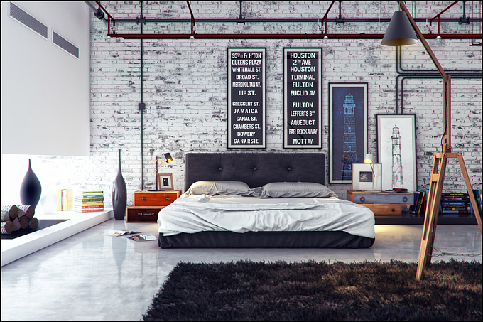 Bedroom in Industial style