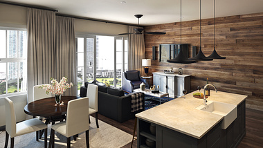 Livingroom 3d render for Baltimore project