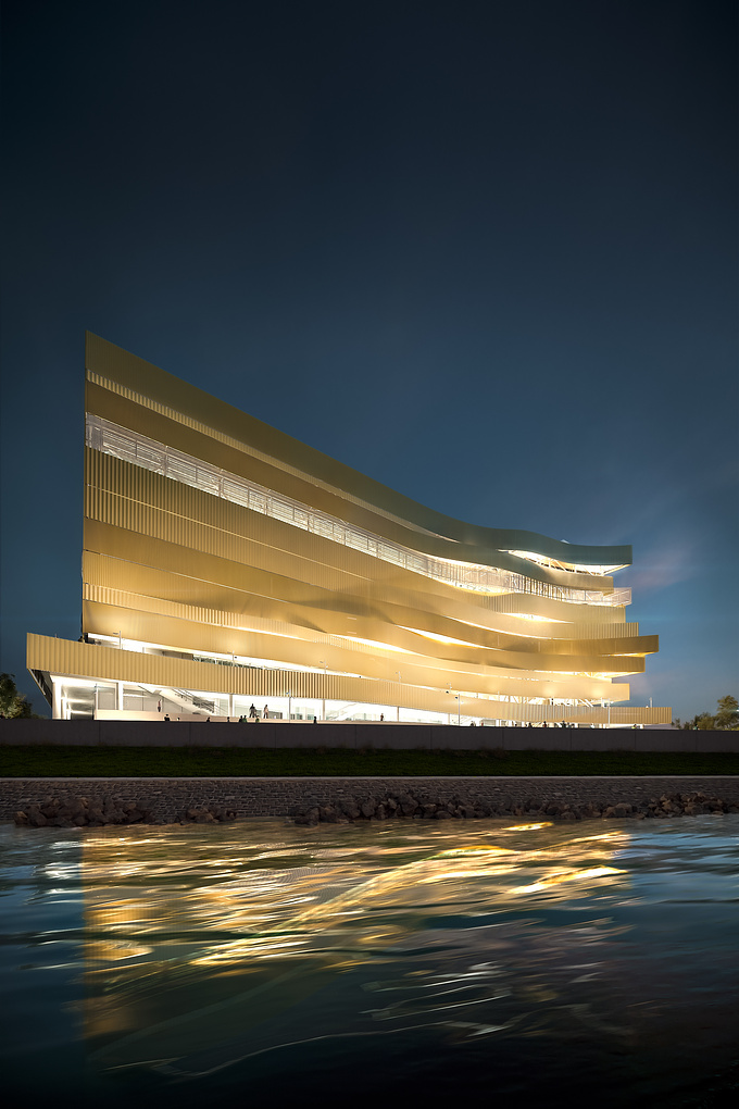 AXION visual - http://www.axionvisual.com
View of the new FINA World Championship Swimming Complex, as seen from river Danube, Budapest.