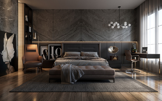 - http://https://www.behance.net/gallery/95158705/Master-Bedroom
Hi, I made this simple master bedroom scene trying to get a comfortable atmosphere in terms of color, material and lighting.

Hope you like it!
3dsmax | Corona Renderer | Photoshop