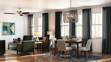 Kitchen and Livingroom 3d render for Nashville pro