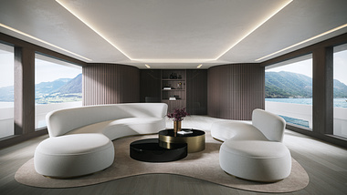 Interior visualization of a breathtaking luxury yacht