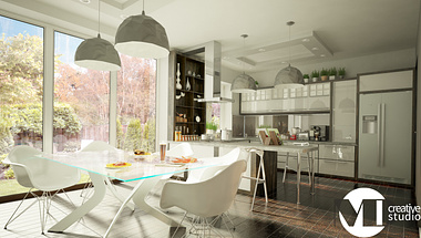 White Kitchen and Dining room