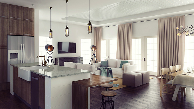 asir.j - http://fluidcgi
i done this interior recently by using software
3dsmax 
photoshop
vray