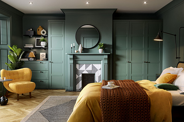 Forest Green Shaker-Style Bedroom Interior