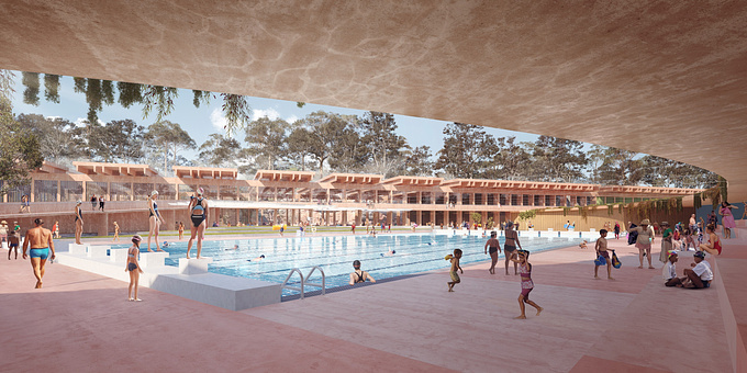 Competition image for an aquatic centre in Parramatta, Australia
Architect: Aileen Sage Architects