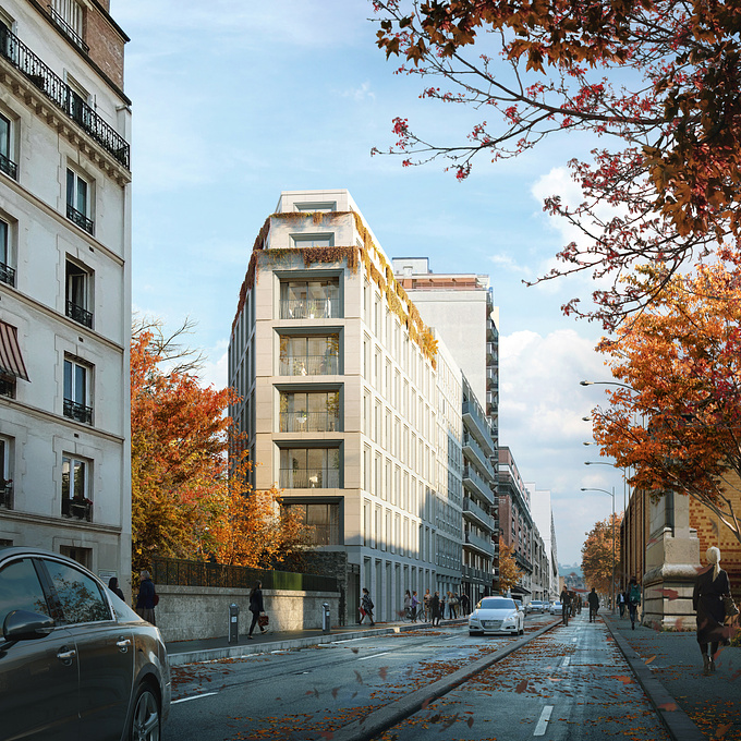 KIASM + Atelier NMA: Picpus Housing Building

Another shot from Paris. A windy and strong autumn mood to show the relationship between the new residential building and the existing Boulevard de Picpus.
Thanks again to @atelier_nma! 😀
Hope you like it!
Web: https://www.kiasm.studio/
Instagram: https://www.instagram.com/kiasm.studio/