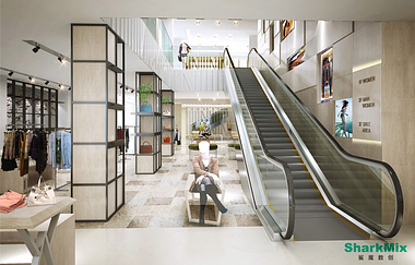 Clothing retail interior rendering