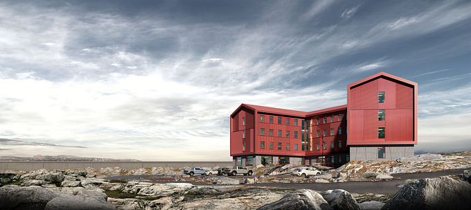 An image I made for a Client in Greenland that wants to build a new budget hotel in Illulissat.