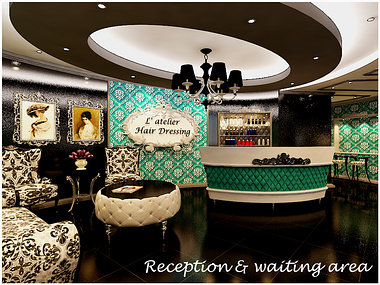reception and waiting area for ladies salon.......