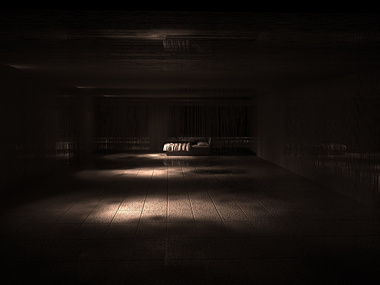 dark room with wet floor