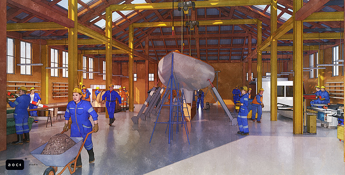 AOC4  studio - http://aoc4.blogspot.com/
A 3D modeling, design and rendering project of a Ship restoration barn...