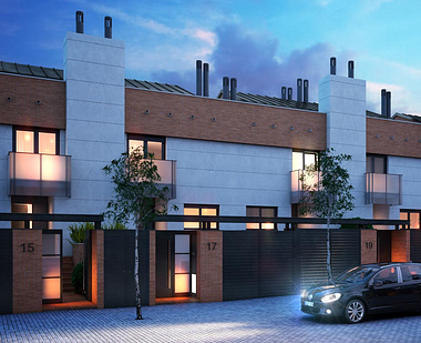 Architectural rendering of townhouses in Madrid