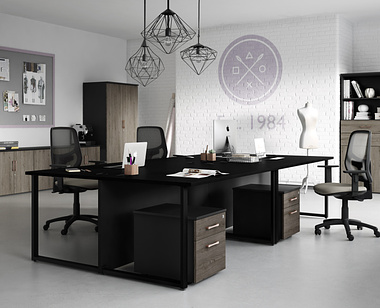 Office interior with modular furniture