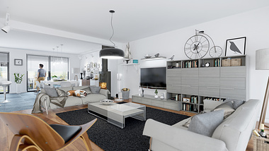 Residential interior design & rendering (living)