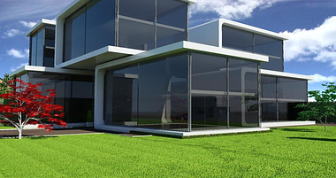 Modern U shaped office, grass quality
