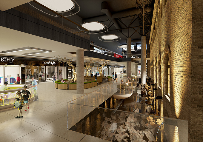 Interior visualization of the shoping mall.