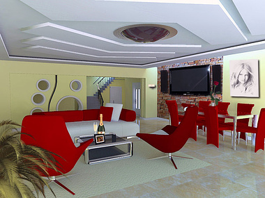 3d modeling and rendering LIVING ROOM