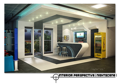 Reception Area for A Fitness Gym Night Scene